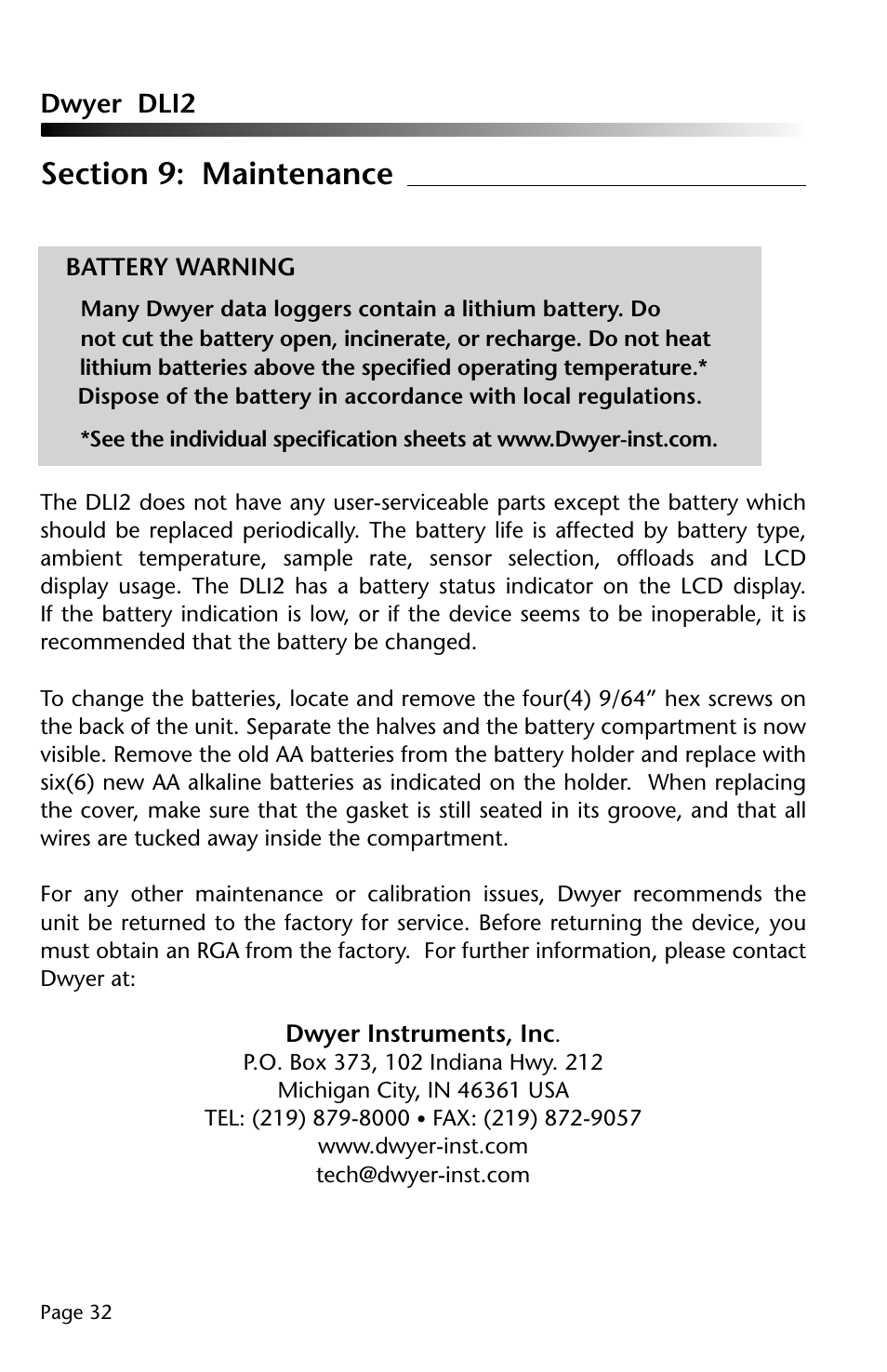 Dwyer DLI2 User Manual | Page 33 / 38