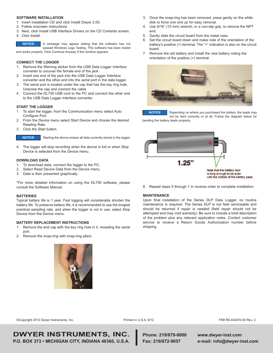 Dwyer instruments, inc | Dwyer DLP User Manual | Page 2 / 2