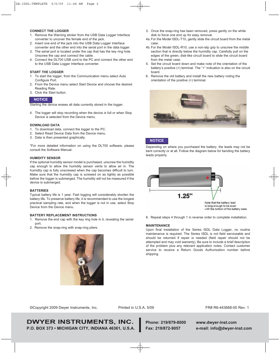 Dwyer instruments, inc | Dwyer ISDL User Manual | Page 2 / 2