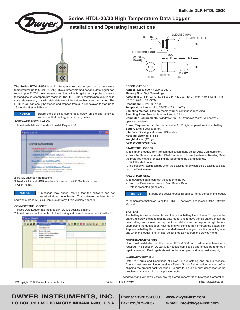 Dwyer HTDL-30 User Manual | 1 page