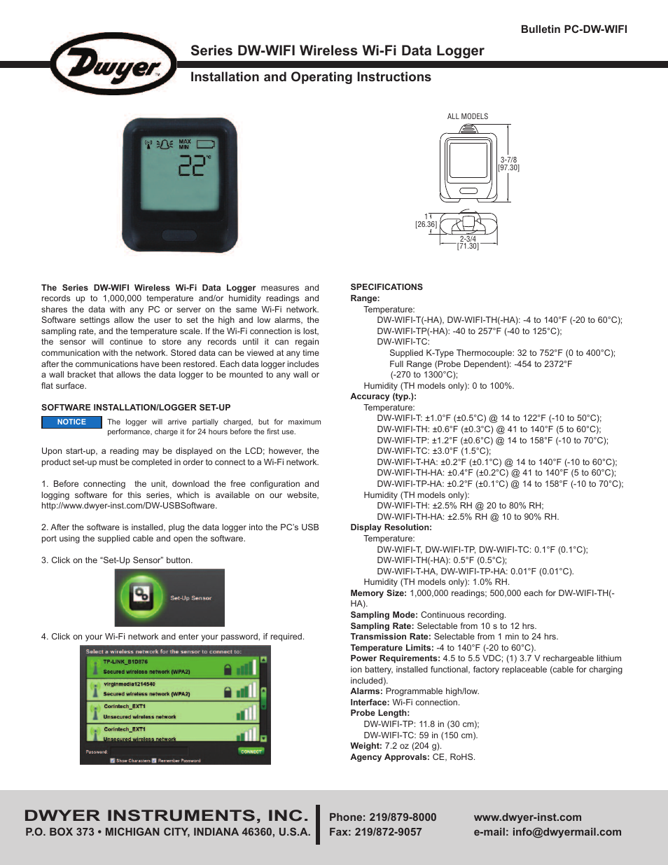 Dwyer DW-WIFI User Manual | 2 pages