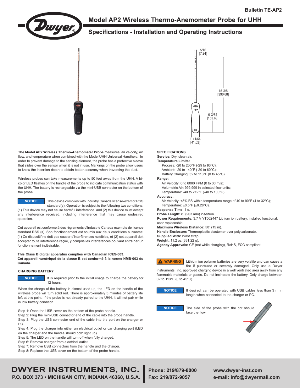 Dwyer AP2 User Manual | 4 pages