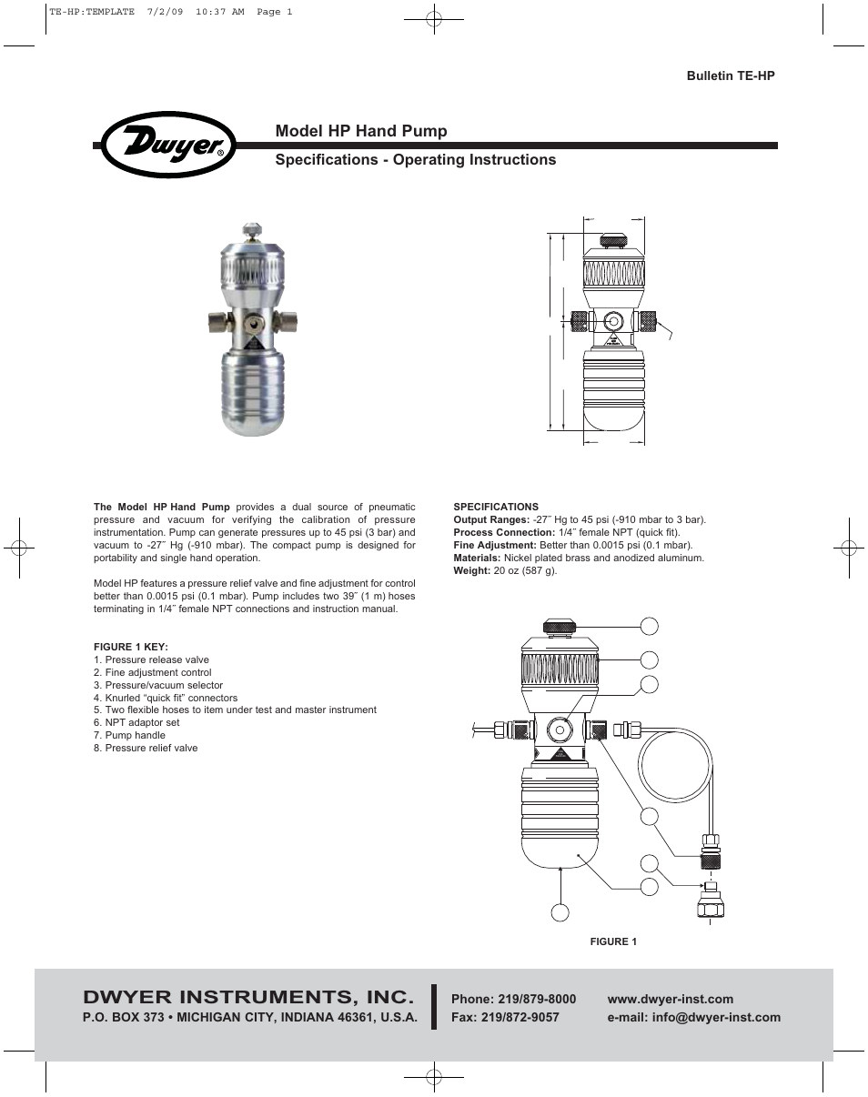 Dwyer HP User Manual | 2 pages