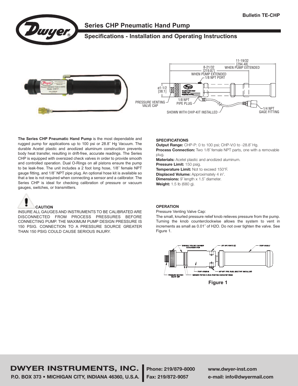 Dwyer CHP User Manual | 2 pages