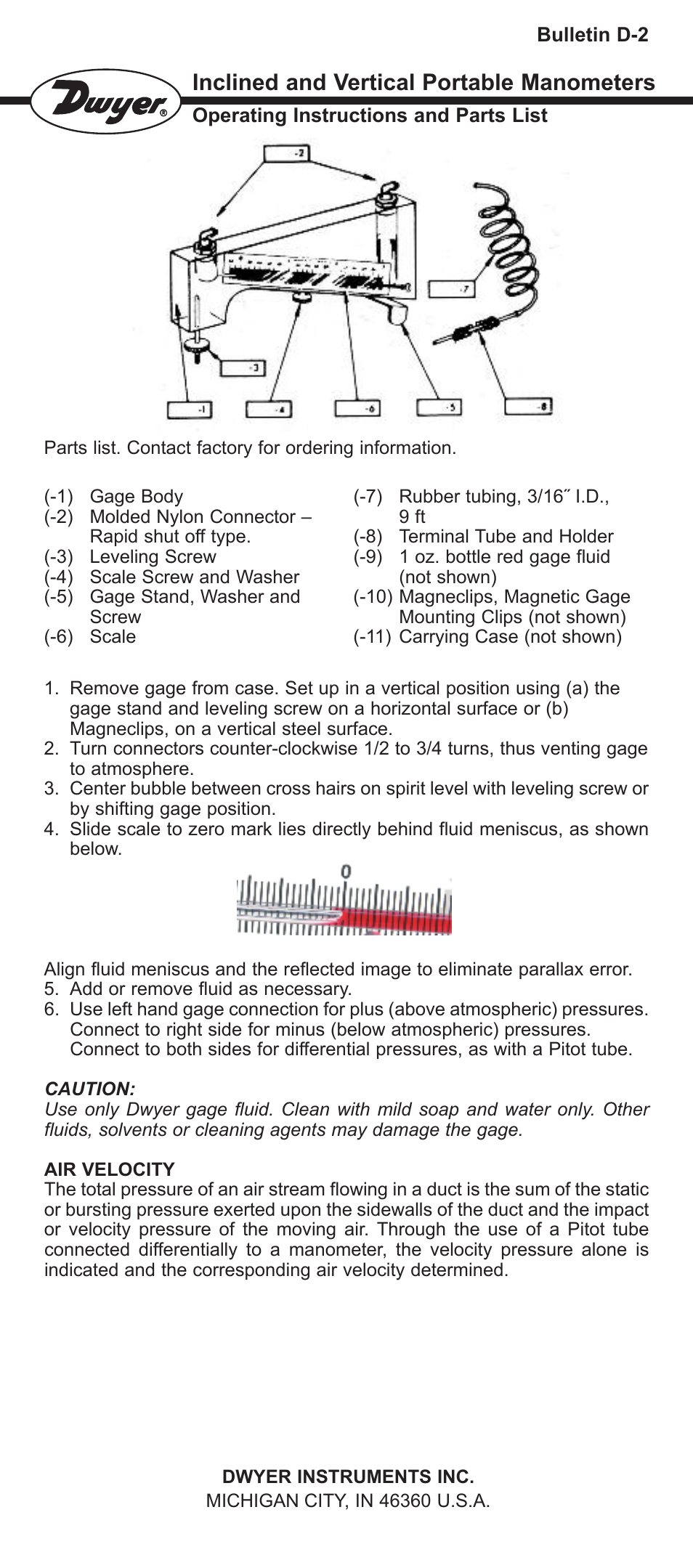 Dwyer 100 AV User Manual | 2 pages