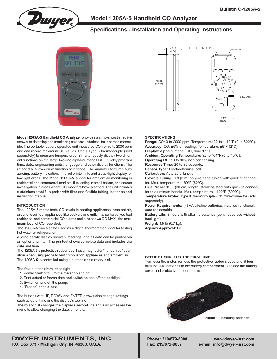 Dwyer 1205A-5 User Manual | 4 pages