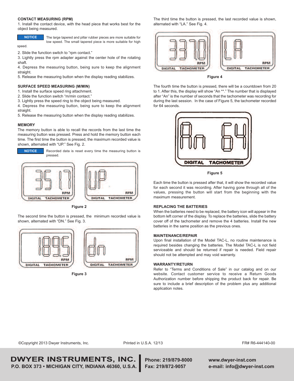 Dwyer instruments, inc | Dwyer TAC-L User Manual | Page 2 / 2