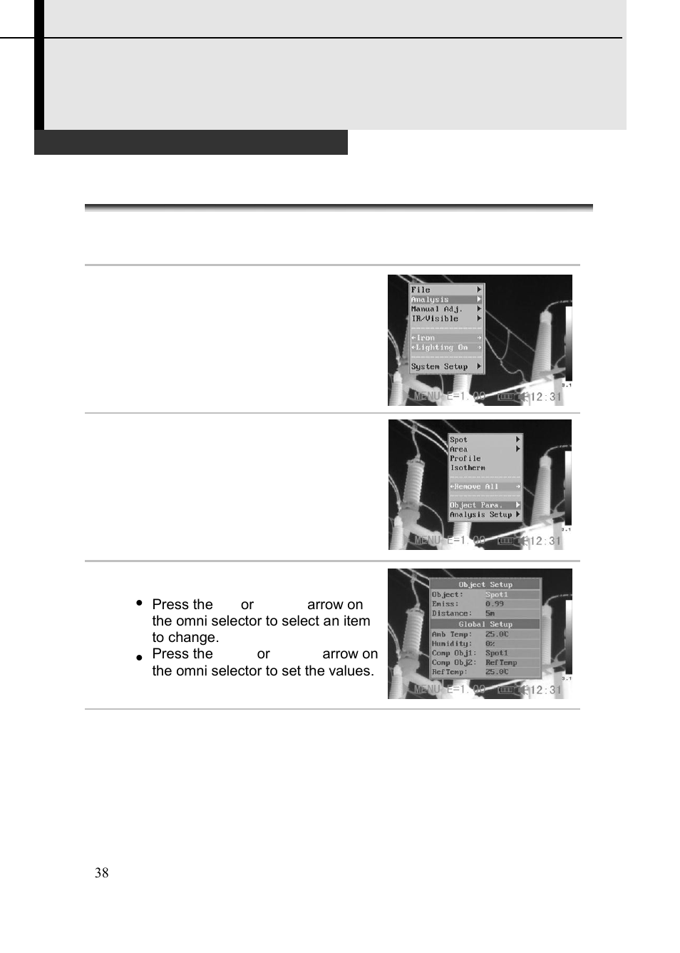 Shooting, Setting object/global settings | Dwyer TIC User Manual | Page 39 / 82