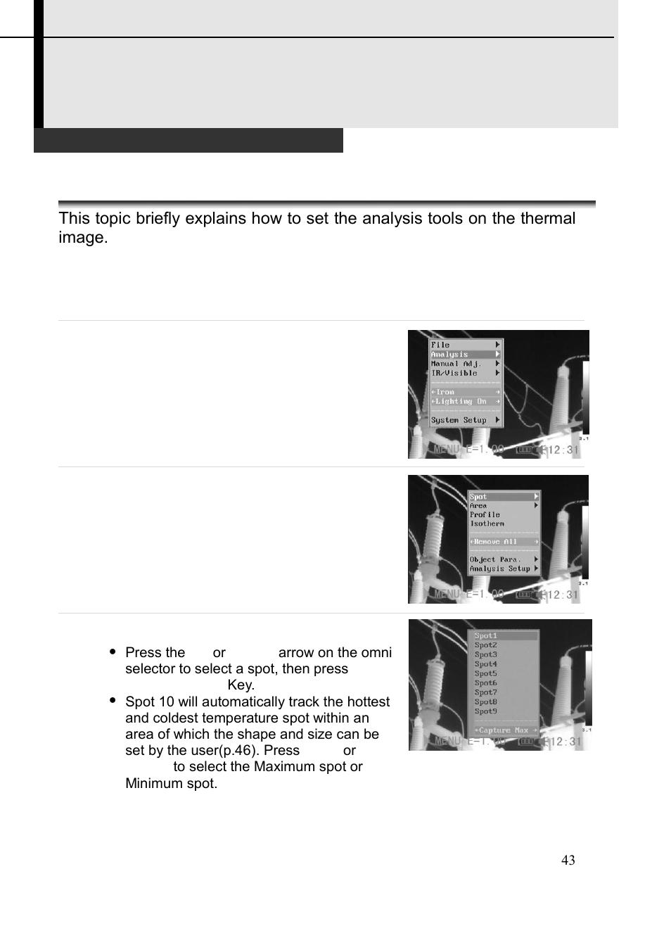 Shooting, Setting analysis tools, Spot analysis | Dwyer TIC User Manual | Page 44 / 82