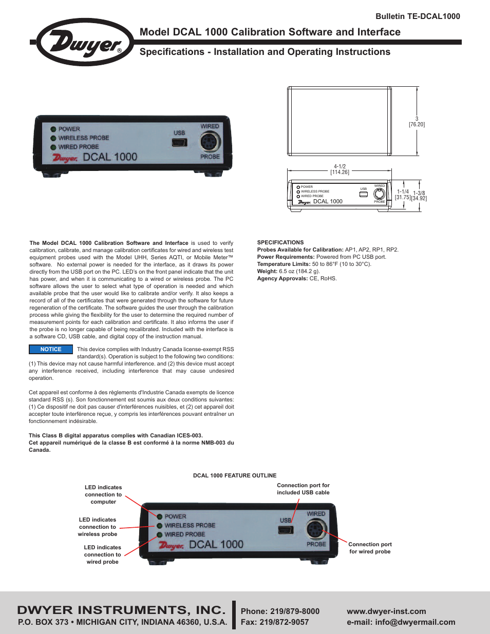 Dwyer DCAL 1000 User Manual | 4 pages