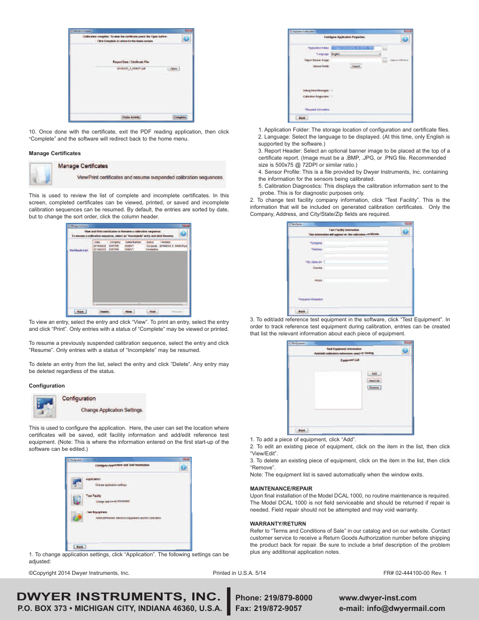 Dwyer instruments, inc | Dwyer DCAL 1000 User Manual | Page 4 / 4