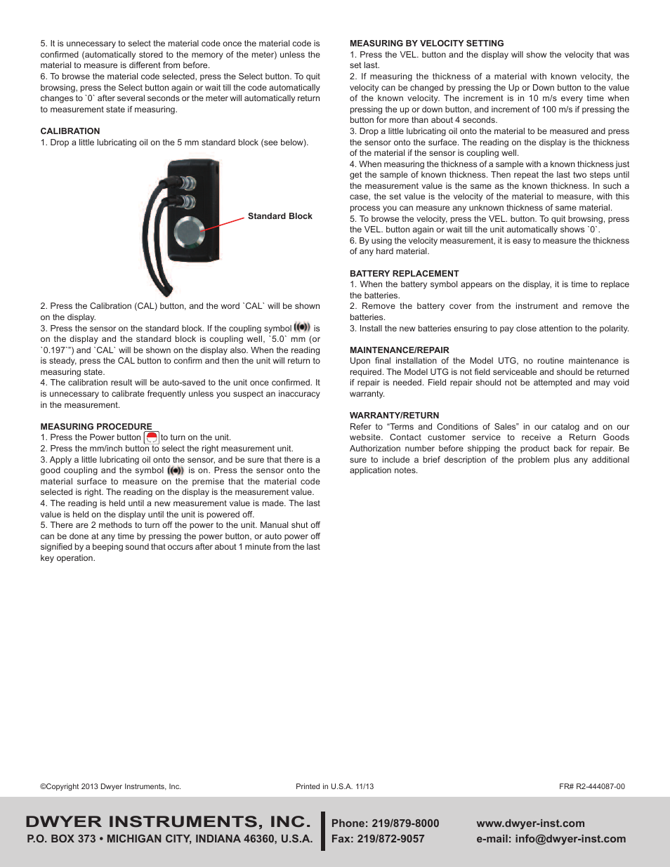 Dwyer instruments, inc | Dwyer UTG User Manual | Page 2 / 2