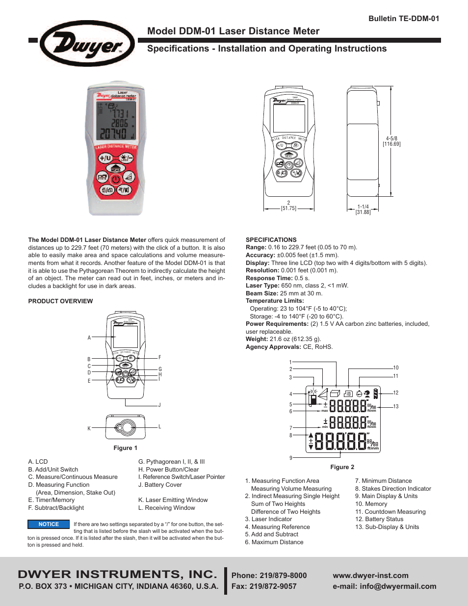 Dwyer DDM-01 User Manual | 4 pages