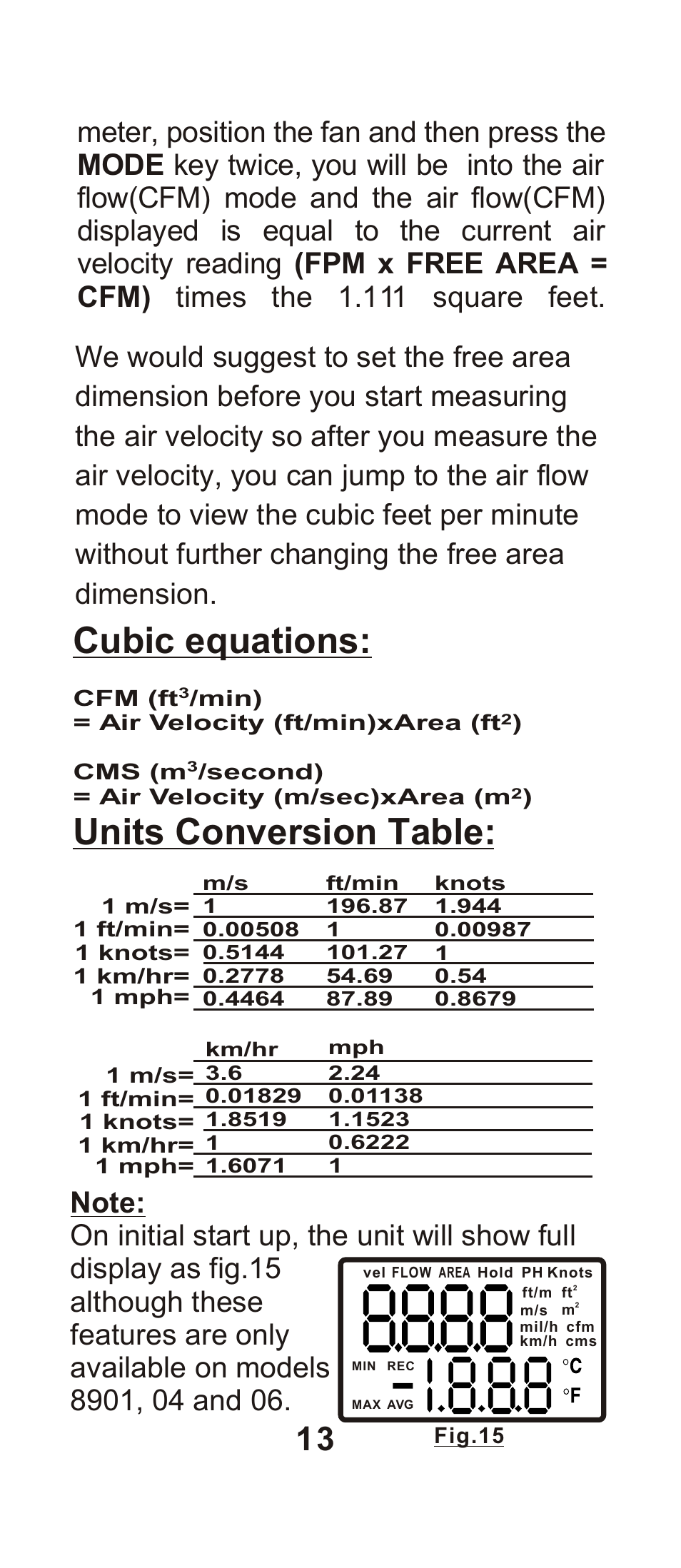 Cubic equations: units conversion table | Dwyer 8904 User Manual | Page 14 / 19