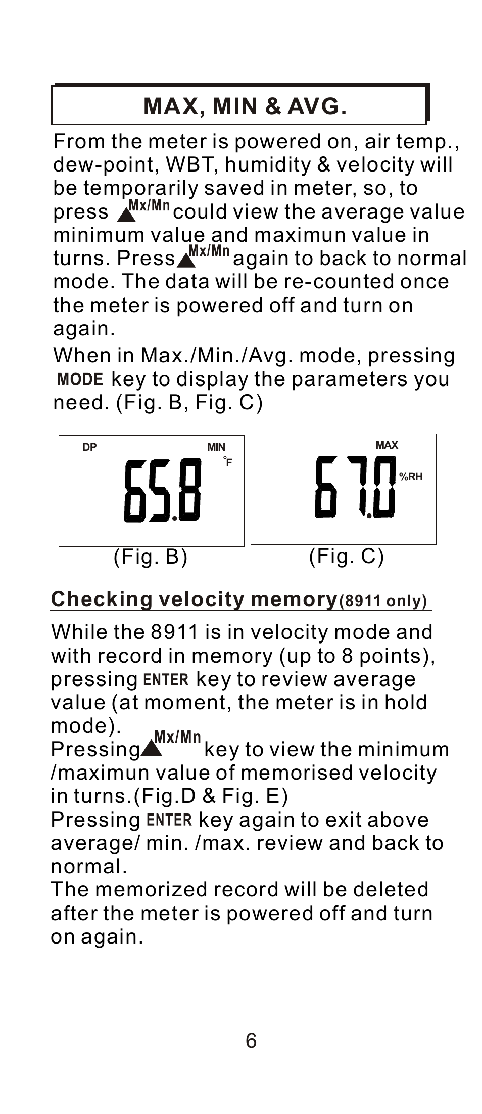 Max, min & avg | Dwyer 8912 User Manual | Page 7 / 20