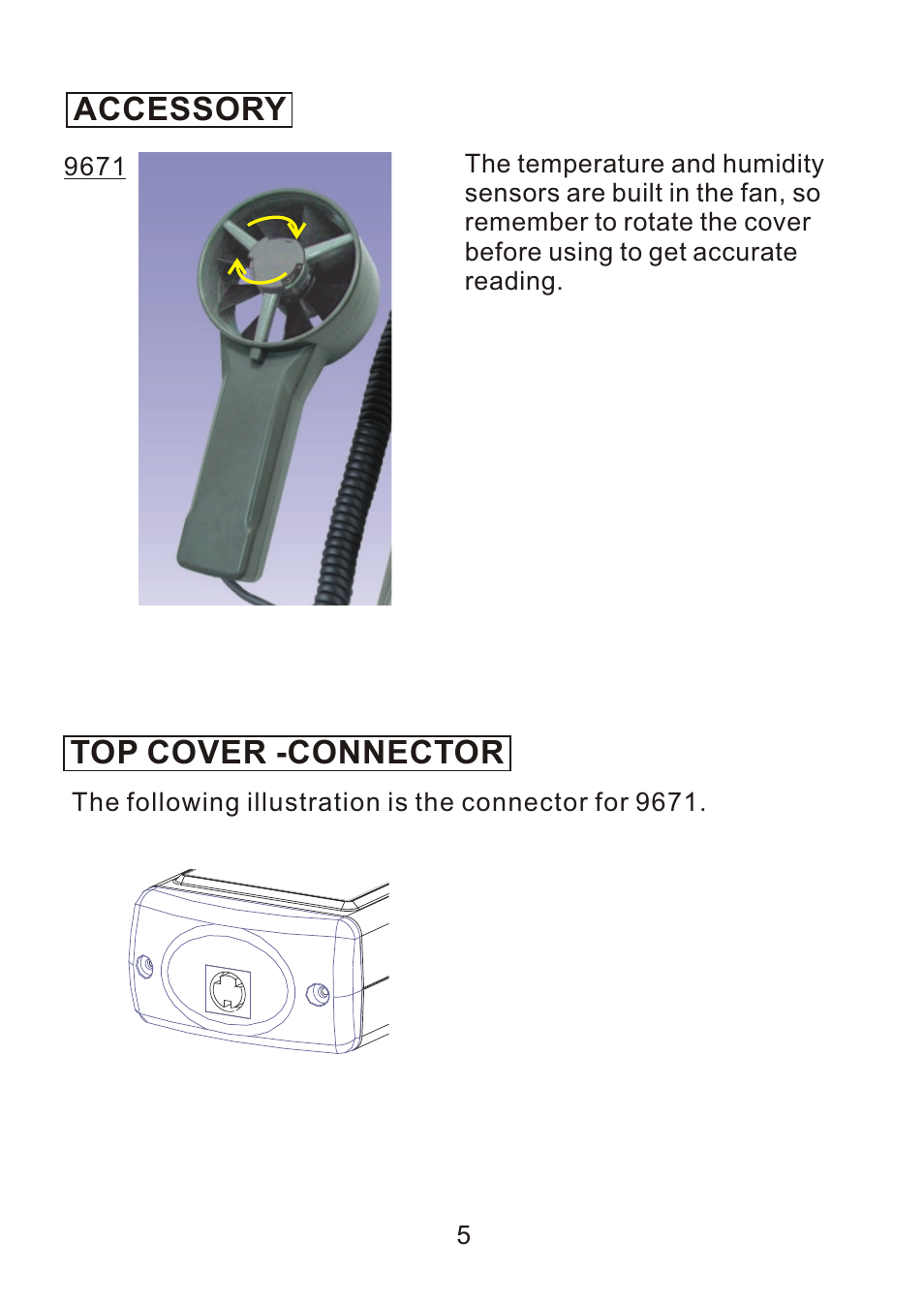 Accessory, Top cover -connector | Dwyer 9671 User Manual | Page 7 / 19