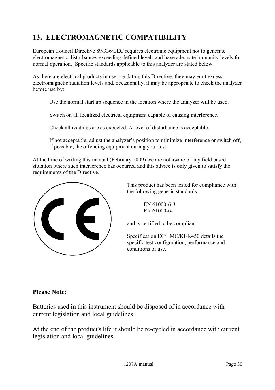 Electromagnetic compatibility | Dwyer 1207A User Manual | Page 30 / 32