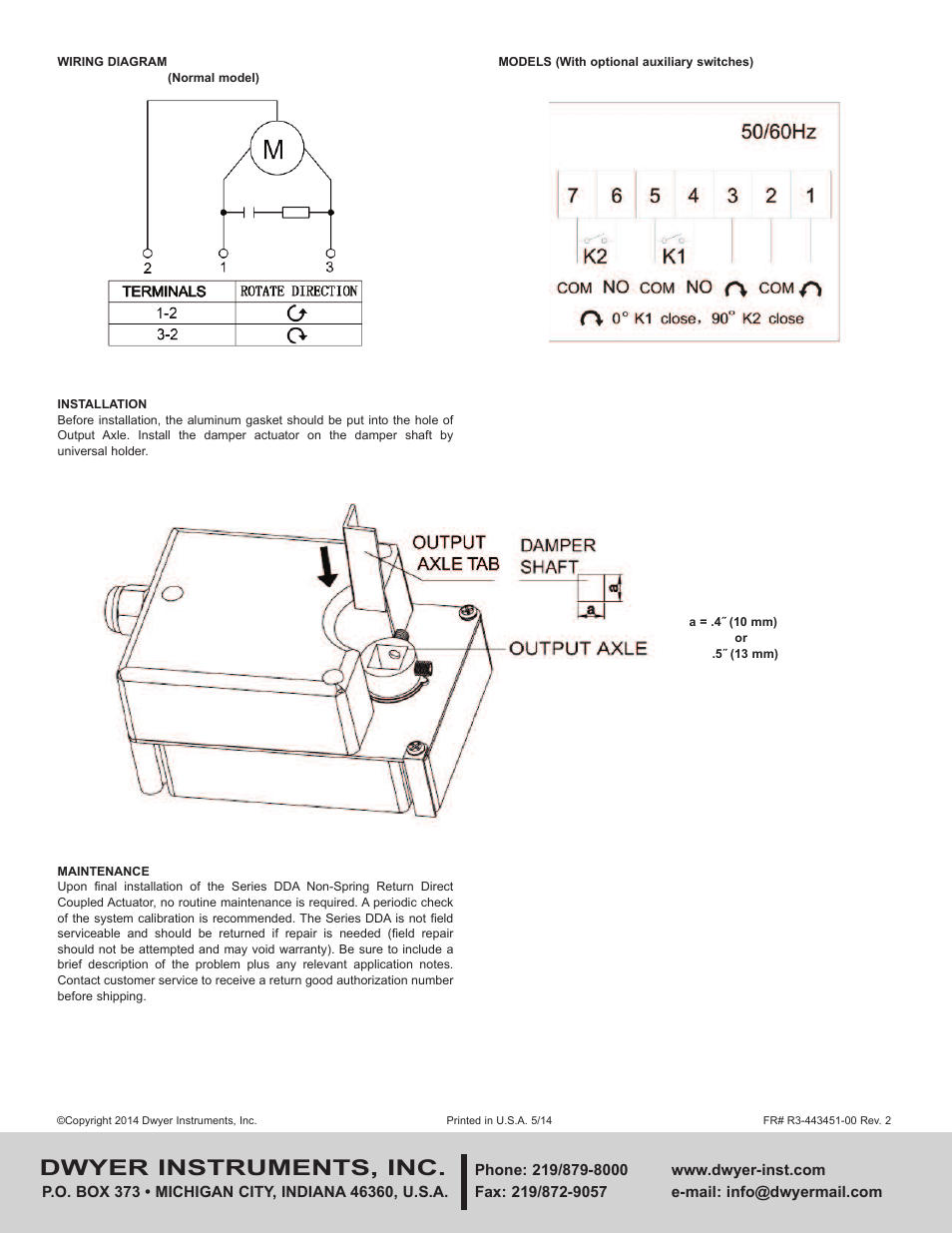 Dwyer instruments, inc | Dwyer DDA User Manual | Page 2 / 2