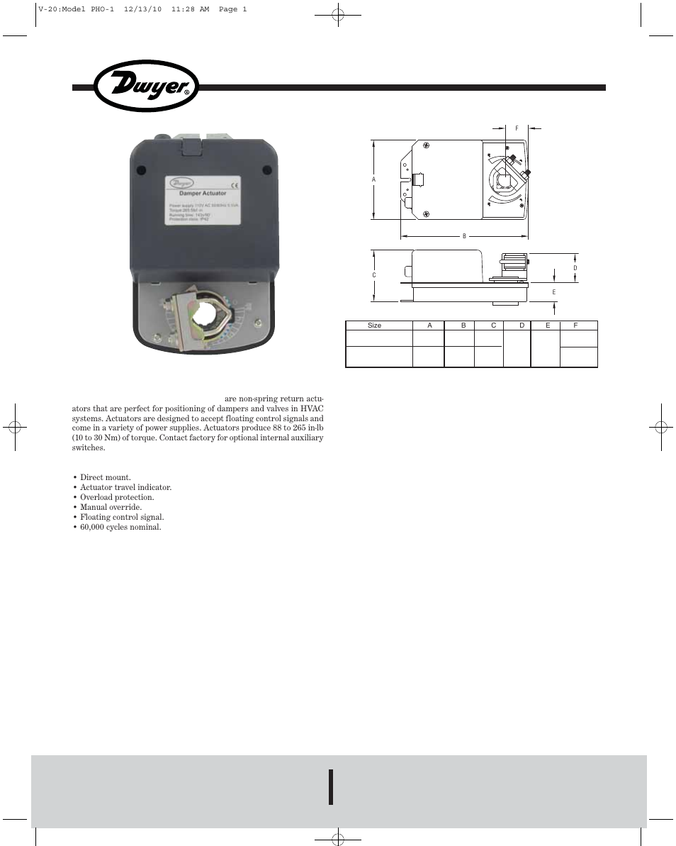 Dwyer DDB User Manual | 2 pages