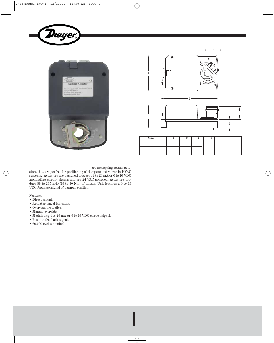 Dwyer DDD User Manual | 2 pages