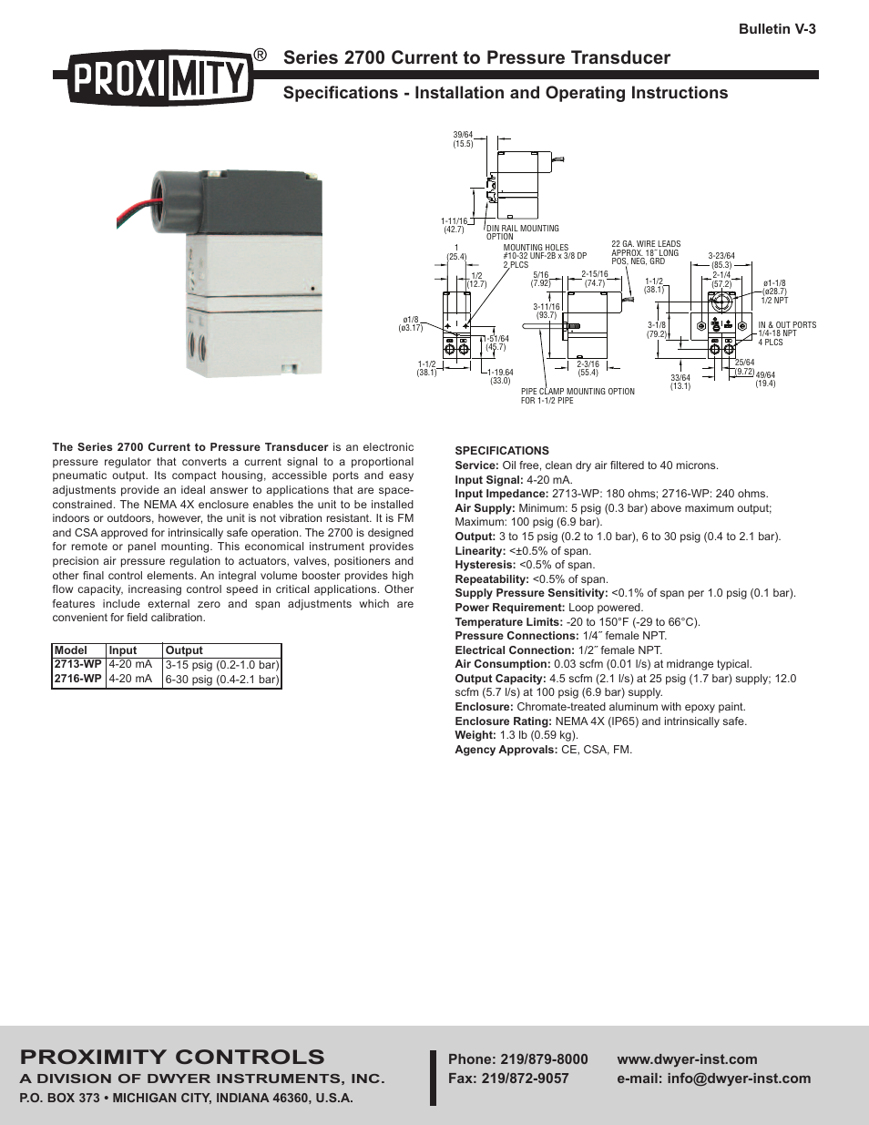 Dwyer 2700 User Manual | 4 pages