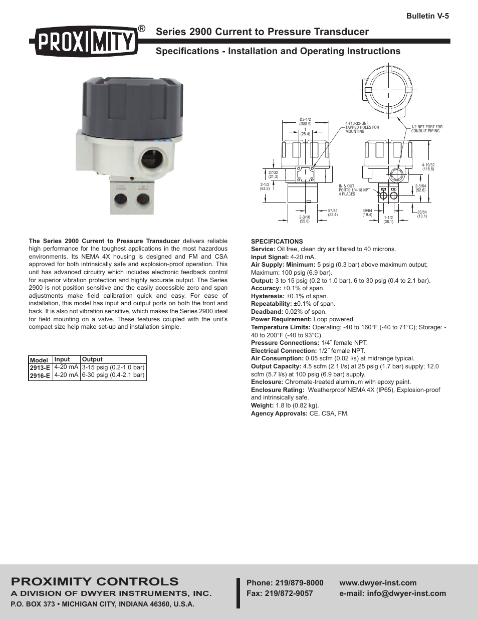 Dwyer 2900 User Manual | 4 pages