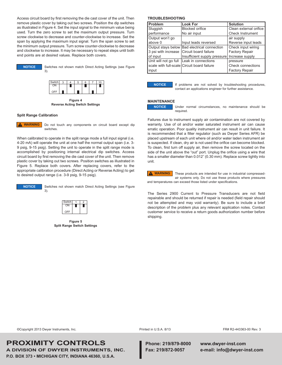 Proximity controls | Dwyer 2900 User Manual | Page 4 / 4