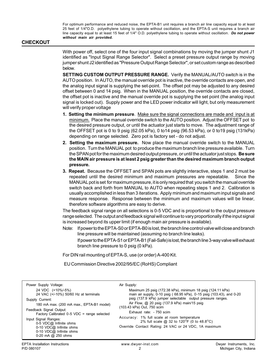 Checkout | Dwyer EPTA User Manual | Page 2 / 2