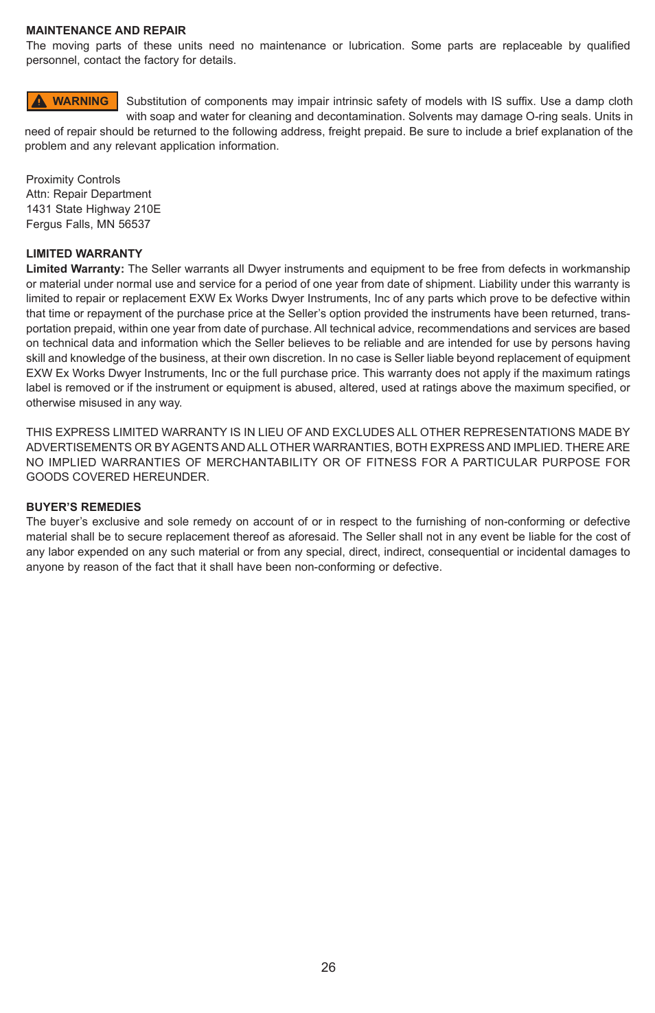 Dwyer Mark User Manual | Page 27 / 28