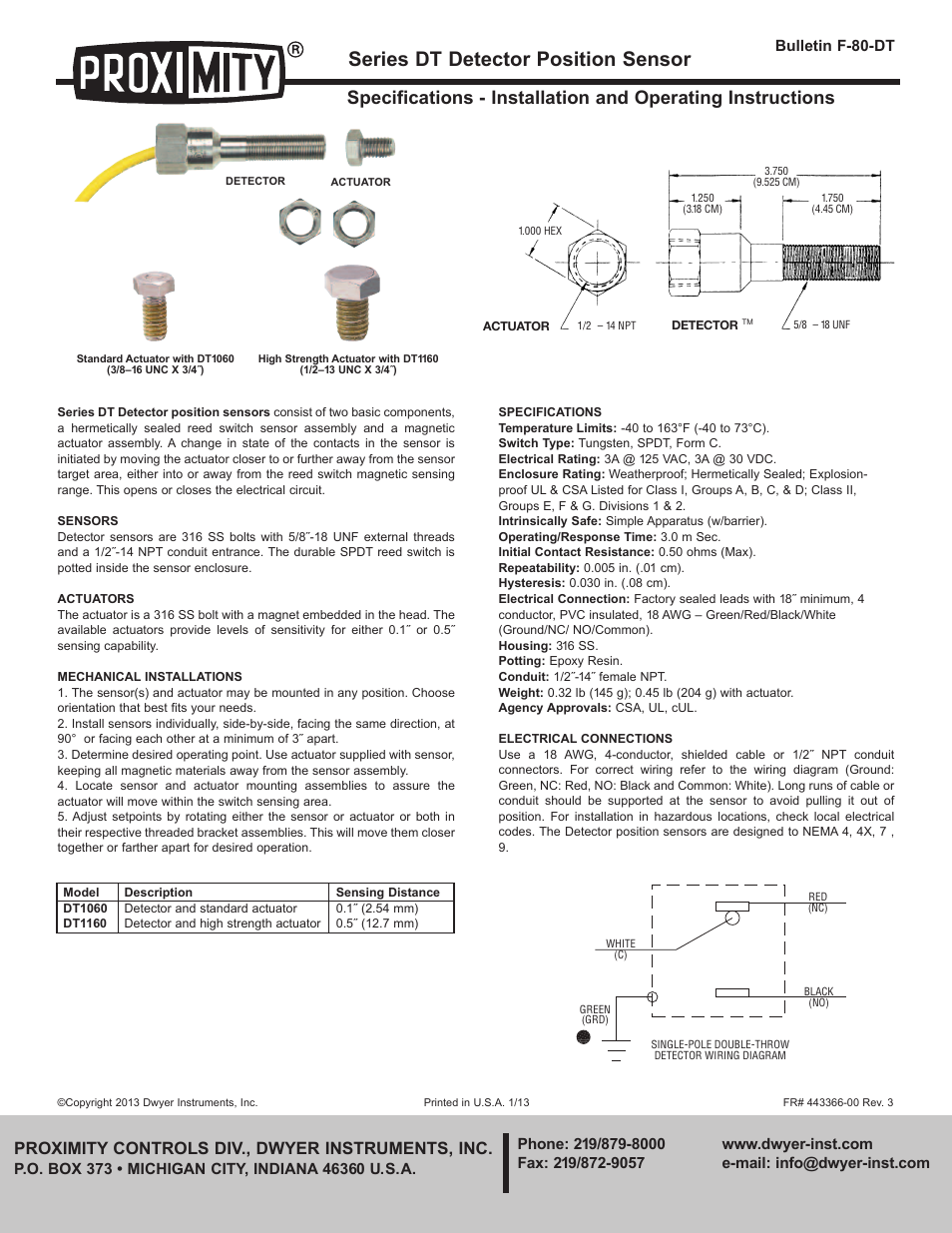 Dwyer DT User Manual | 1 page