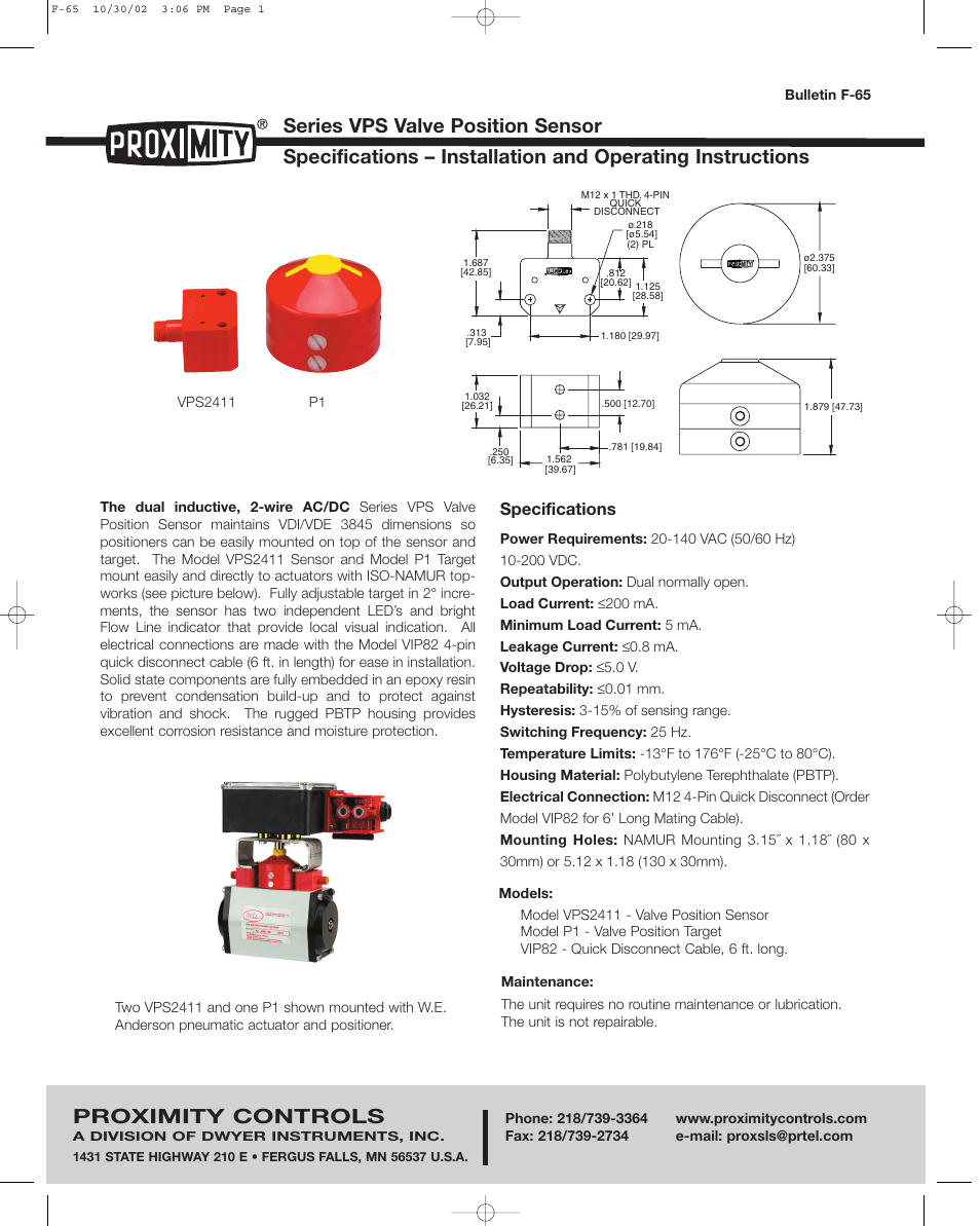 Dwyer VPS User Manual | 2 pages