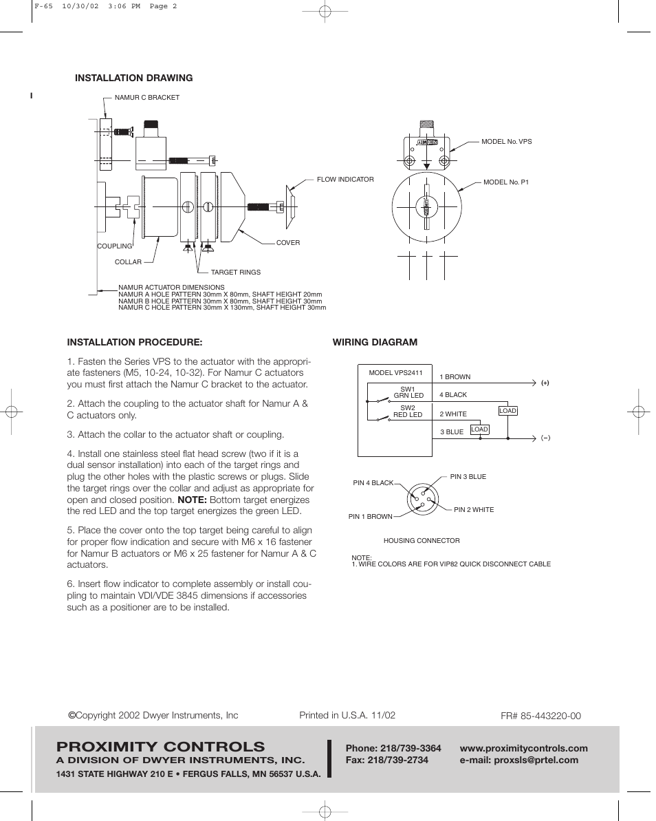 Proximity controls | Dwyer VPS User Manual | Page 2 / 2