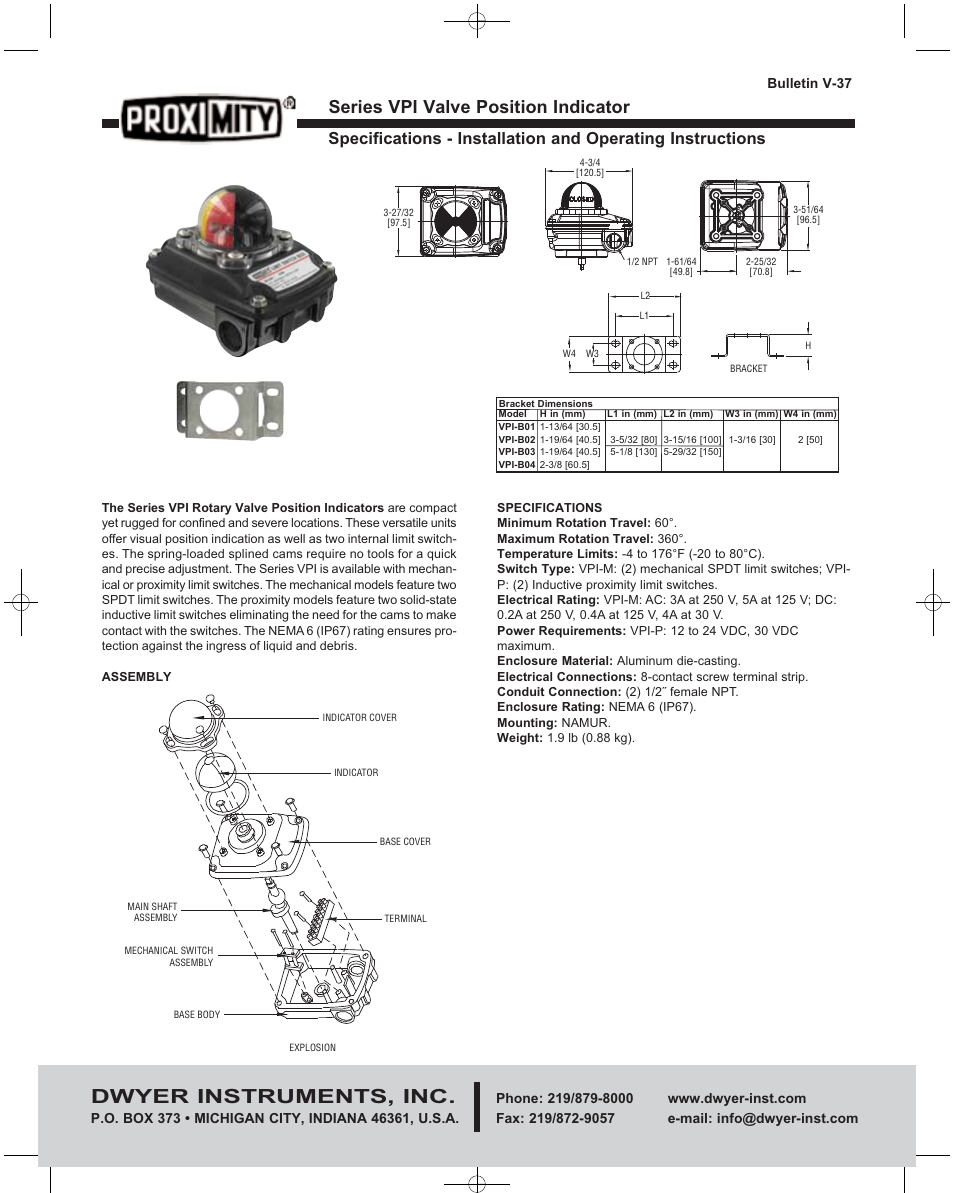 Dwyer VPI User Manual | 2 pages