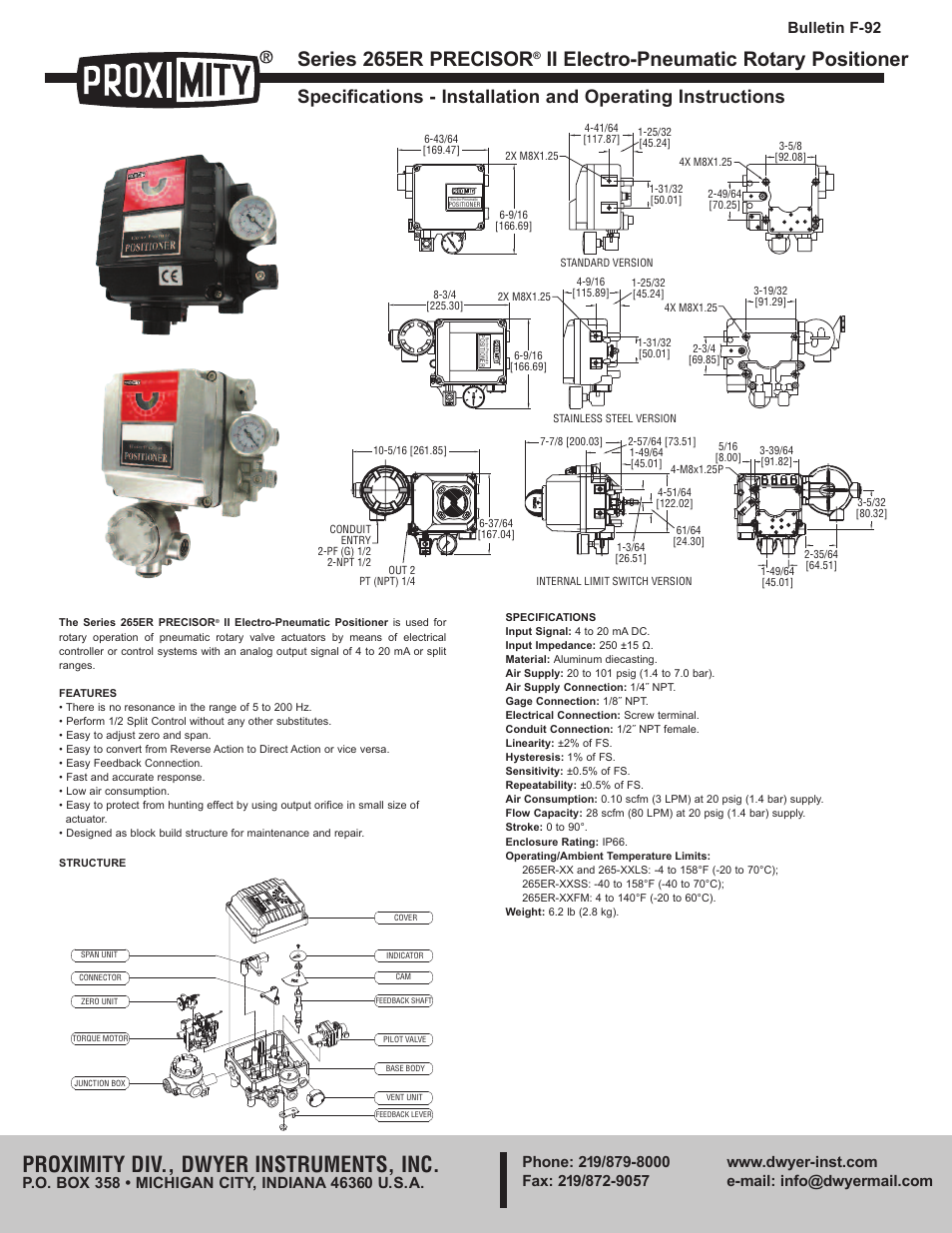 Dwyer 265ER User Manual | 4 pages