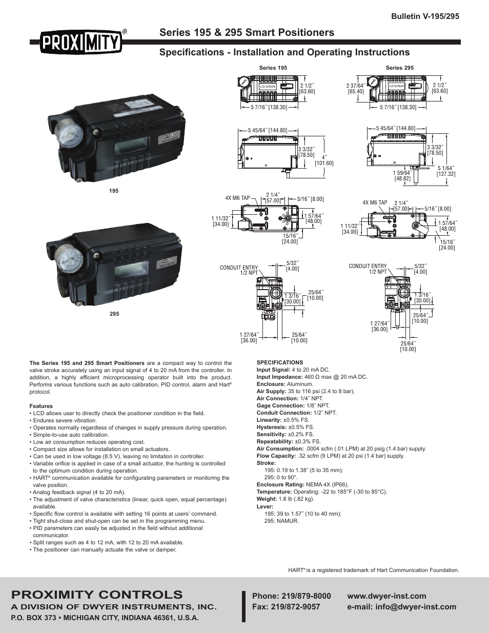 Dwyer 295 User Manual | 10 pages