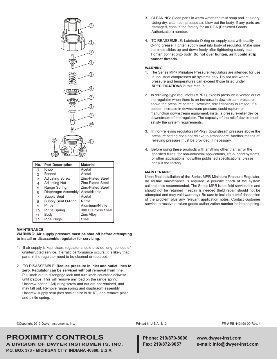 Proximity controls | Dwyer MPR User Manual | Page 2 / 2