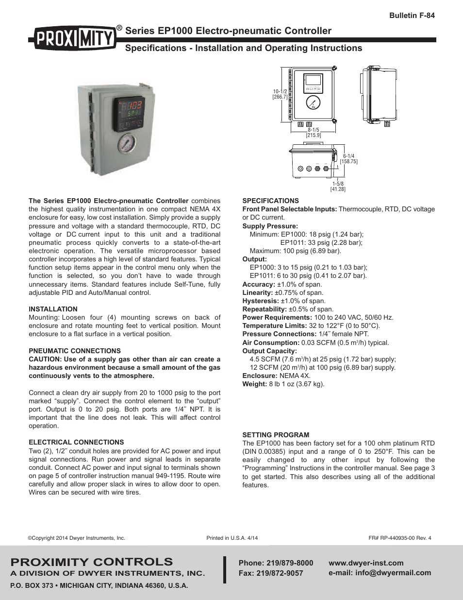 Dwyer EP1000 User Manual | 1 page