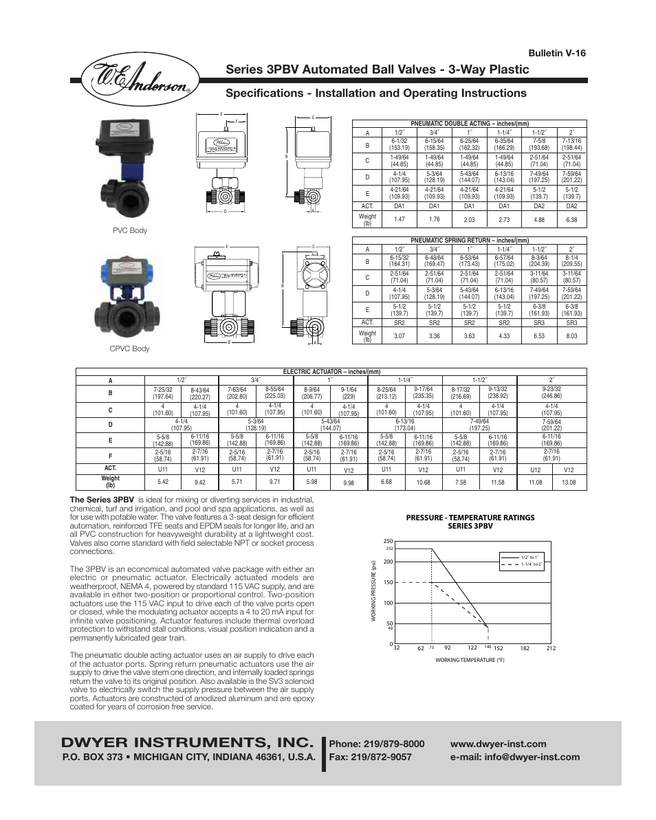 Dwyer 3PBV User Manual | 4 pages