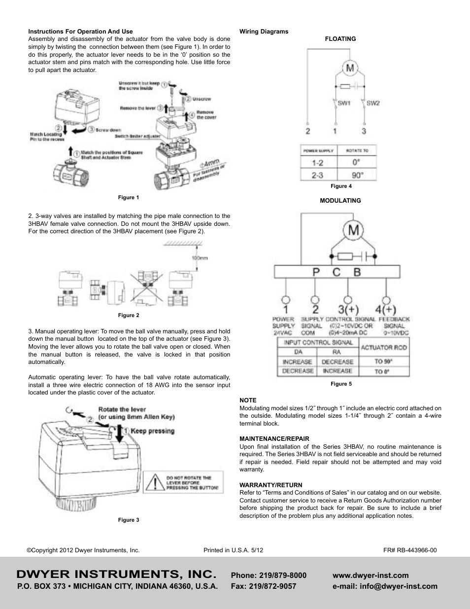 Dwyer instruments, inc | Dwyer 3HBAV User Manual | Page 2 / 2