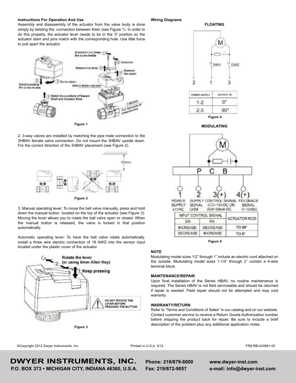 Dwyer instruments, inc | Dwyer HBAV User Manual | Page 2 / 2