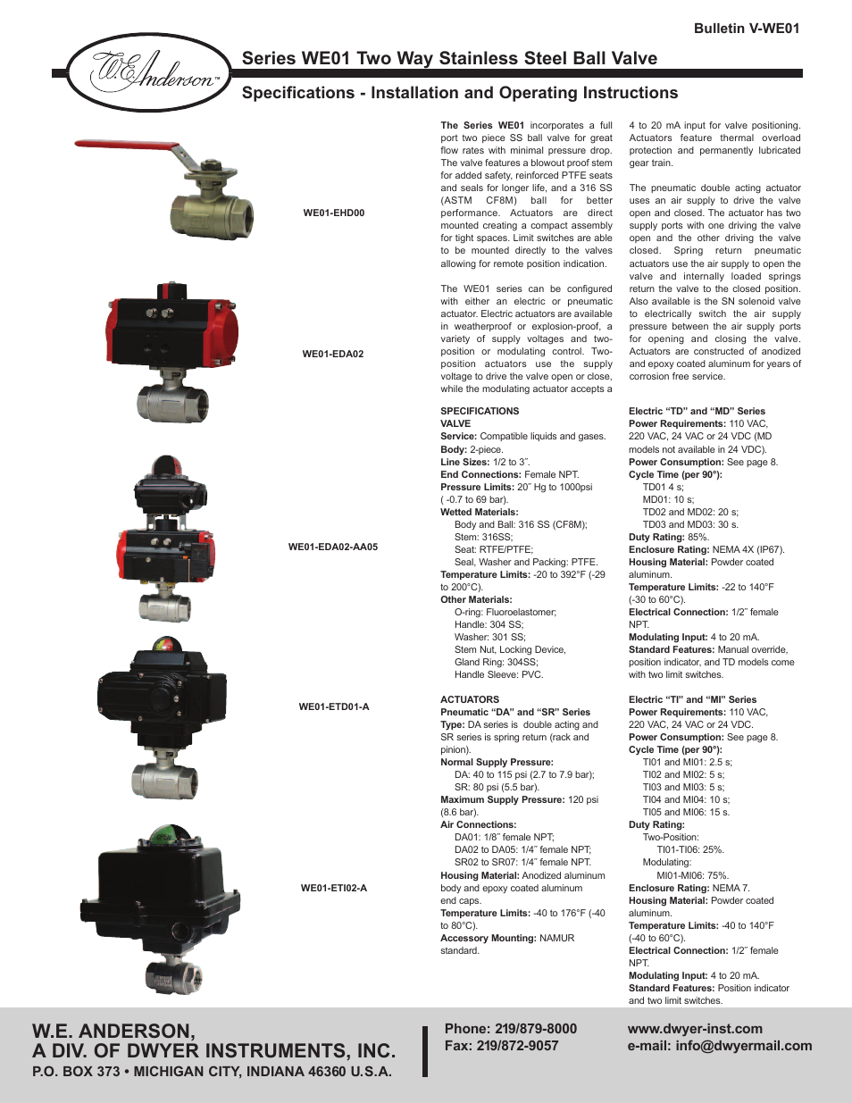 Dwyer WE01 User Manual | 10 pages