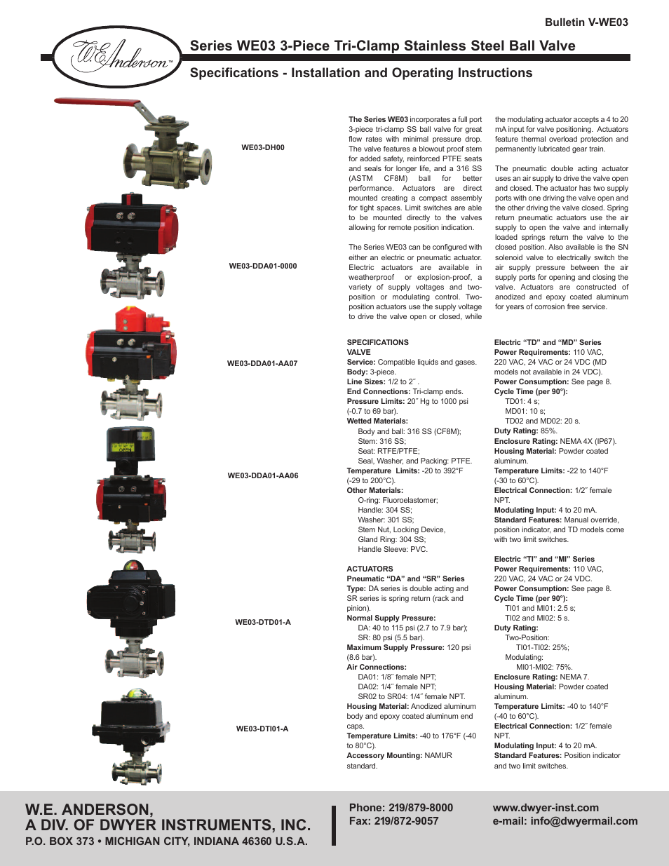 Dwyer WE03 User Manual | 10 pages