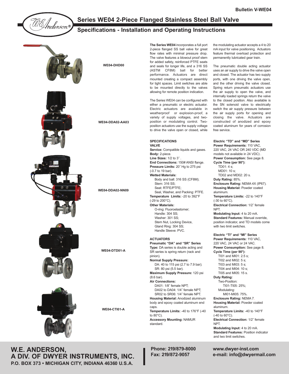 Dwyer WE04 User Manual | 10 pages