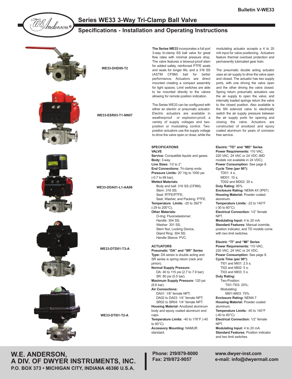 Dwyer WE33 User Manual | 10 pages