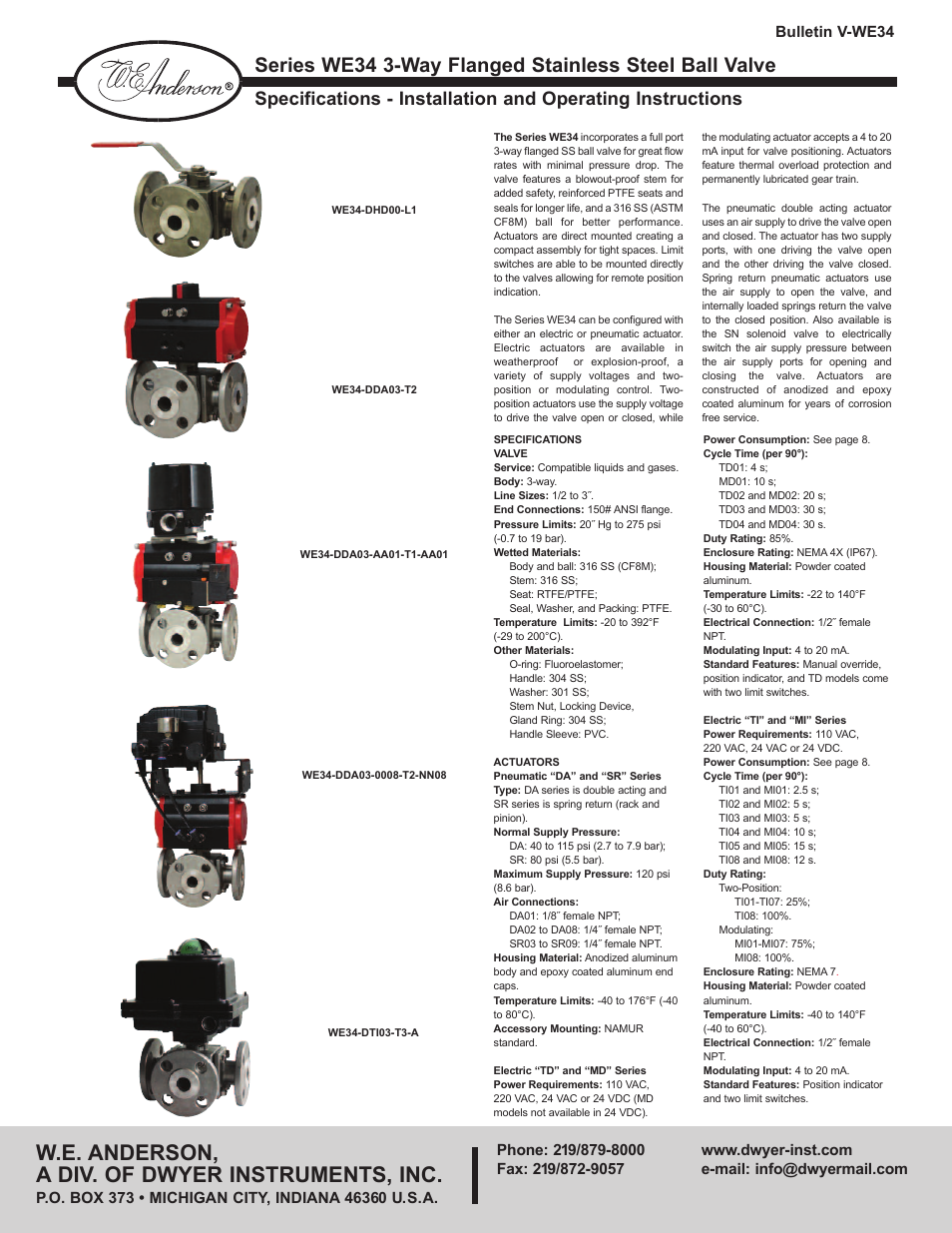 Dwyer WE34 User Manual | 10 pages