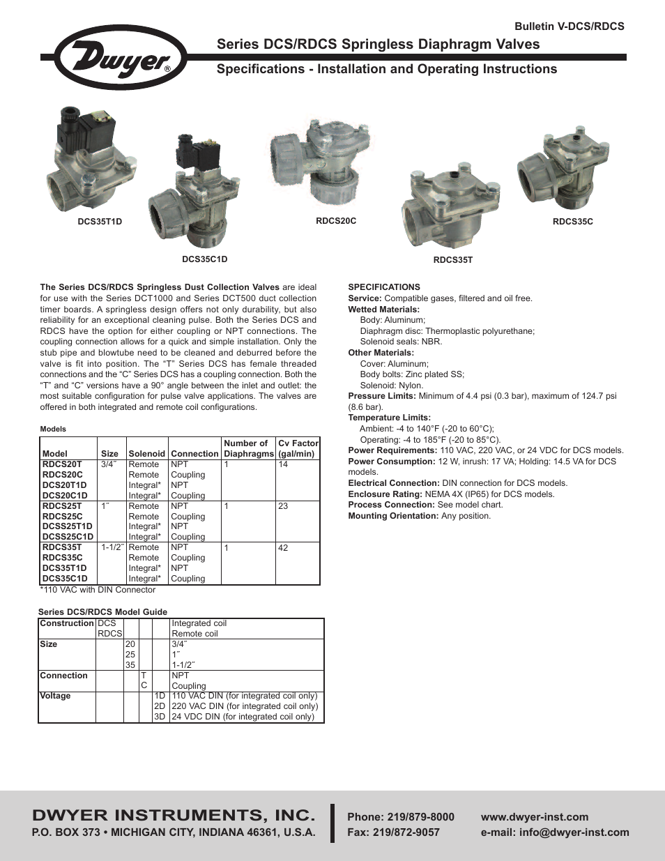 Dwyer RDCS User Manual | 4 pages