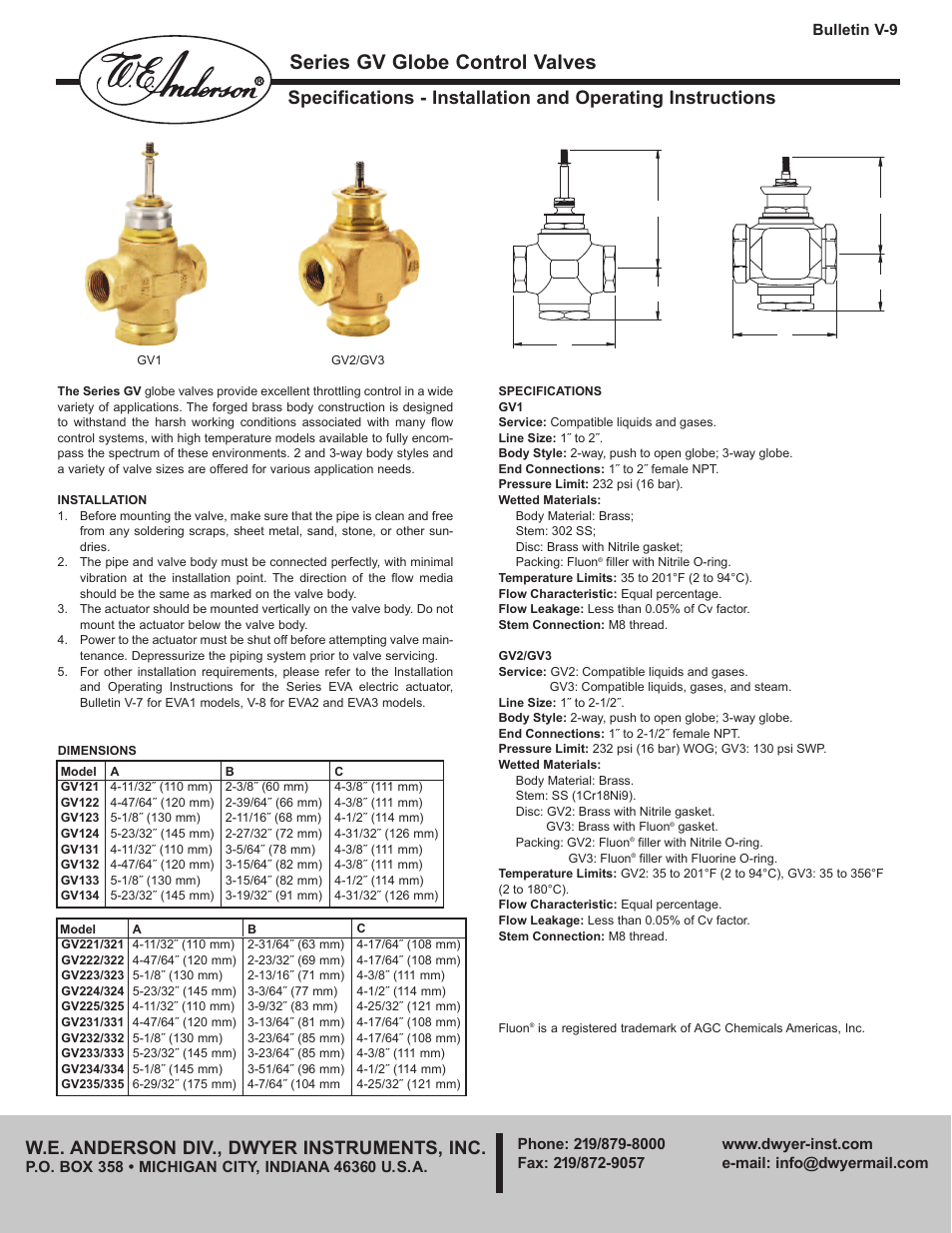 Dwyer GV3 User Manual | 2 pages