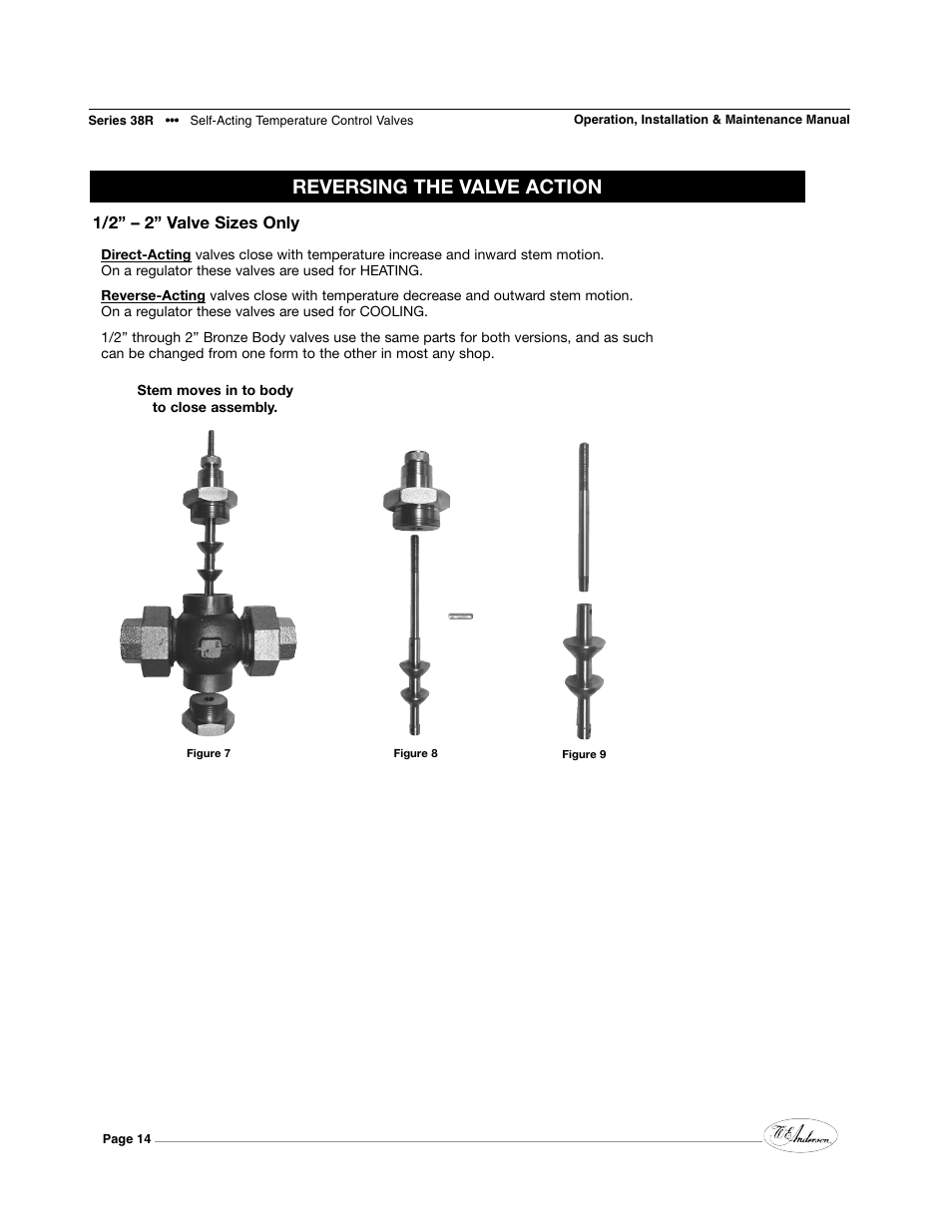 Reversing the valve action, 1/2” – 2” valve sizes only | Dwyer 38R User Manual | Page 14 / 24