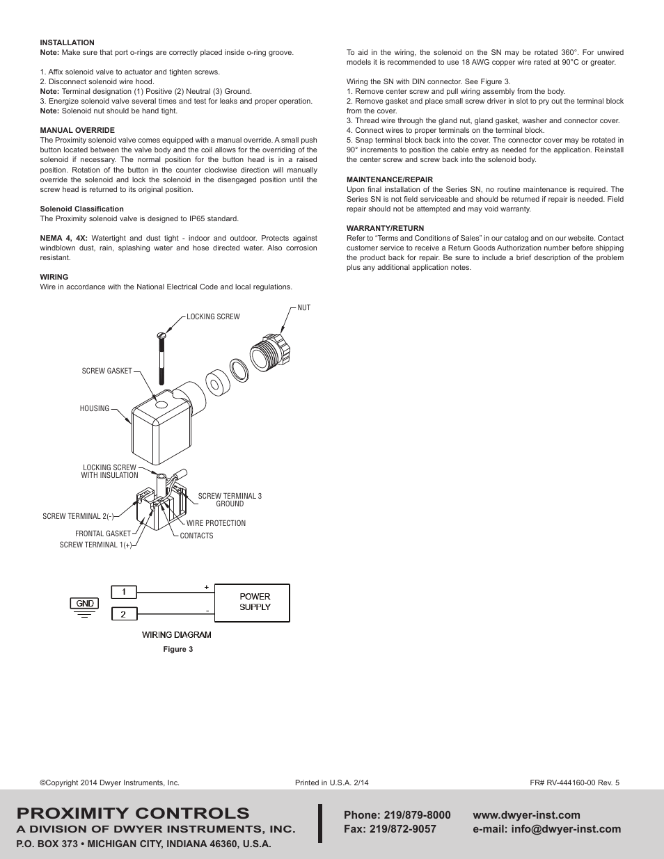 Proximity controls | Dwyer SN User Manual | Page 2 / 2