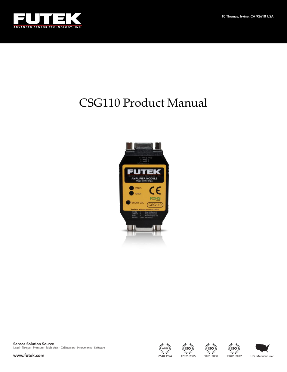 FUTEK CSG110 (JM-2A / JM-2AD)-Series User Manual | 11 pages